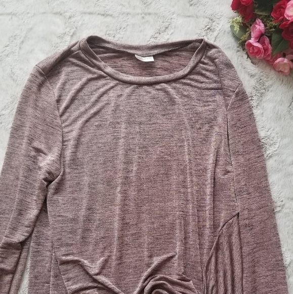 Goldspark Heathered Mauve Raspberry Pink Gray Long Knot Top Small - Picture 1 of 8